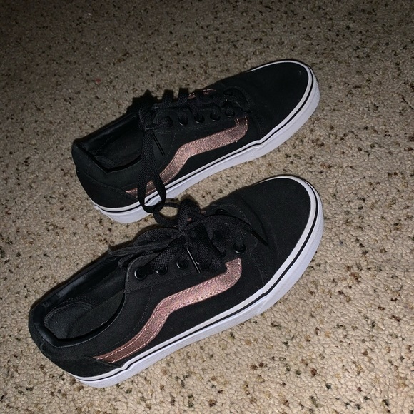 black and rose gold vans